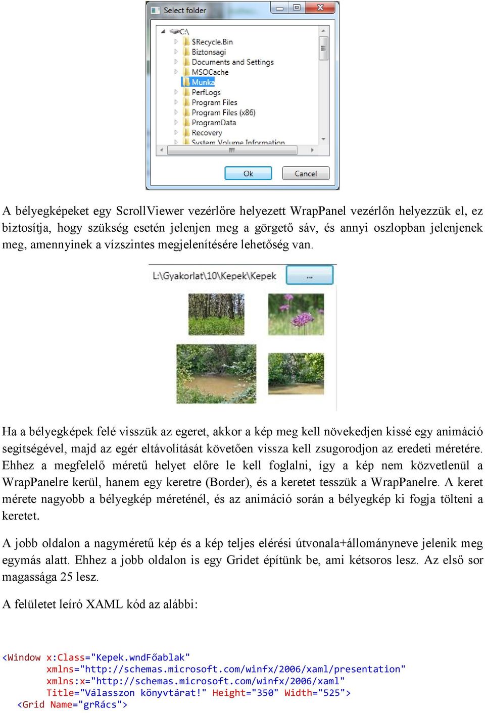 Ha a bélyegképek felé visszük az egeret, akkor a kép meg kell növekedjen kissé egy animáció segítségével, majd az egér eltávolítását követően vissza kell zsugorodjon az eredeti méretére.