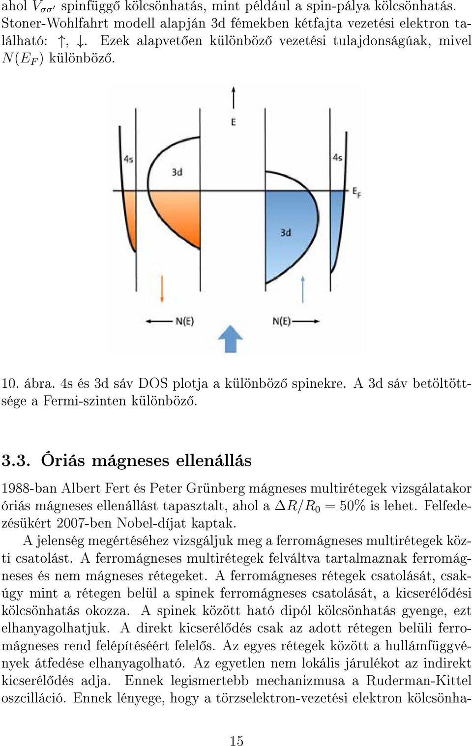 sáv DOS plotja a különböz spinekre. A 3d