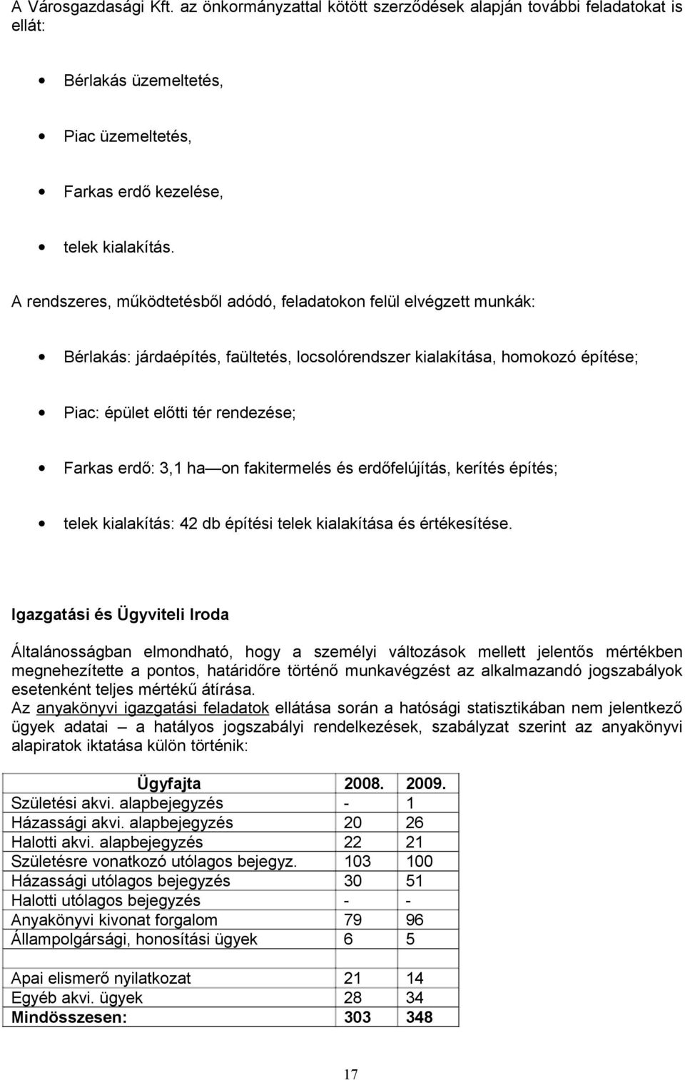 3,1 ha on fakitermelés és erdőfelújítás, kerítés építés; telek kialakítás: 42 db építési telek kialakítása és értékesítése.