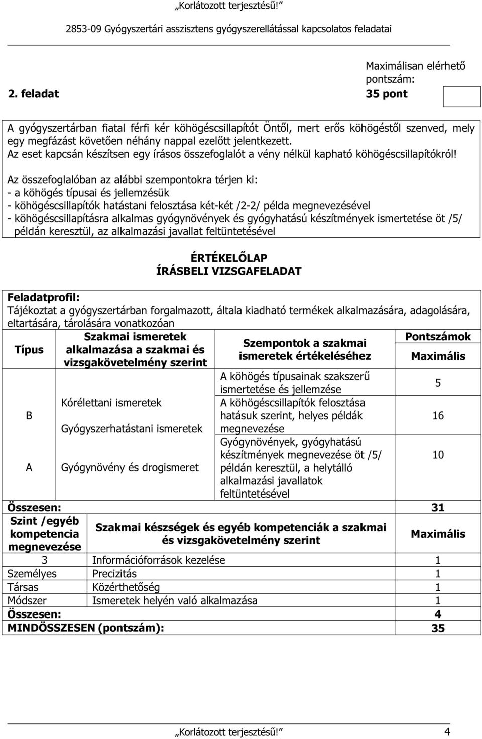 Az összefoglalóban az alábbi szempontokra térjen ki: - a köhögés típusai és jellemzésük - köhögéscsillapítók hatástani felosztása két-két /2-2/ példa megnevezésével - köhögéscsillapításra alkalmas