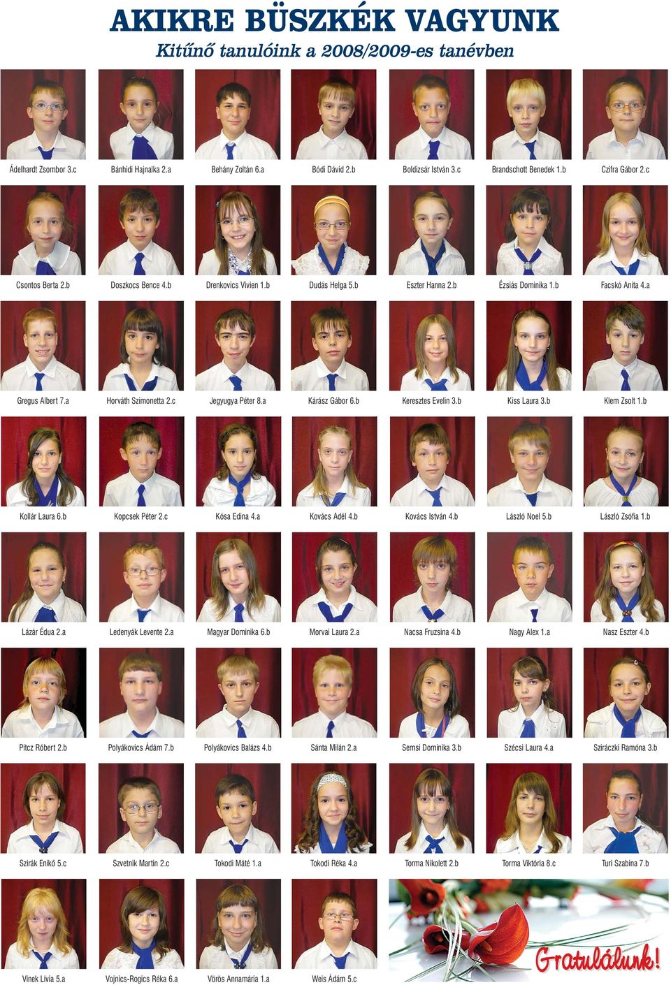 a Kárász Gábor 6.b Keresztes Evelin 3.b Kiss Laura 3.b Klem Zsolt 1.b Kollár Laura 6.b Kopcsek Péter 2.c Kósa Edina 4.a Kovács Adél 4.b Kovács István 4.b László Noel 5.b László Zsófia 1.