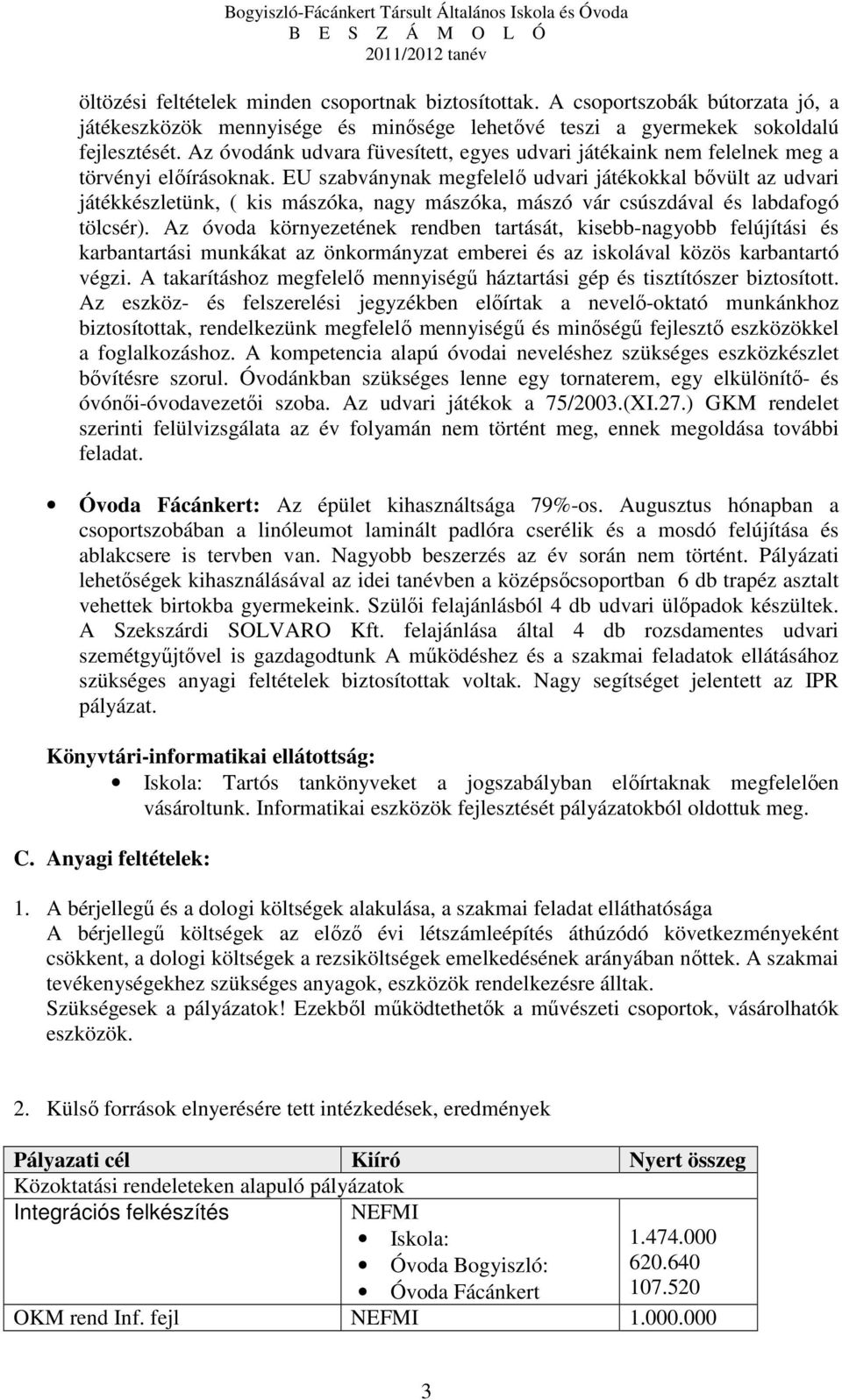 EU szabványnak megfelelő udvari játékokkal bővült az udvari játékkészletünk, ( kis mászóka, nagy mászóka, mászó vár csúszdával és labdafogó tölcsér).