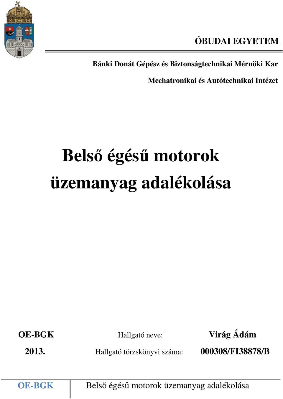 égésű motorok üzemanyag adalékolása Hallgató neve: Virág