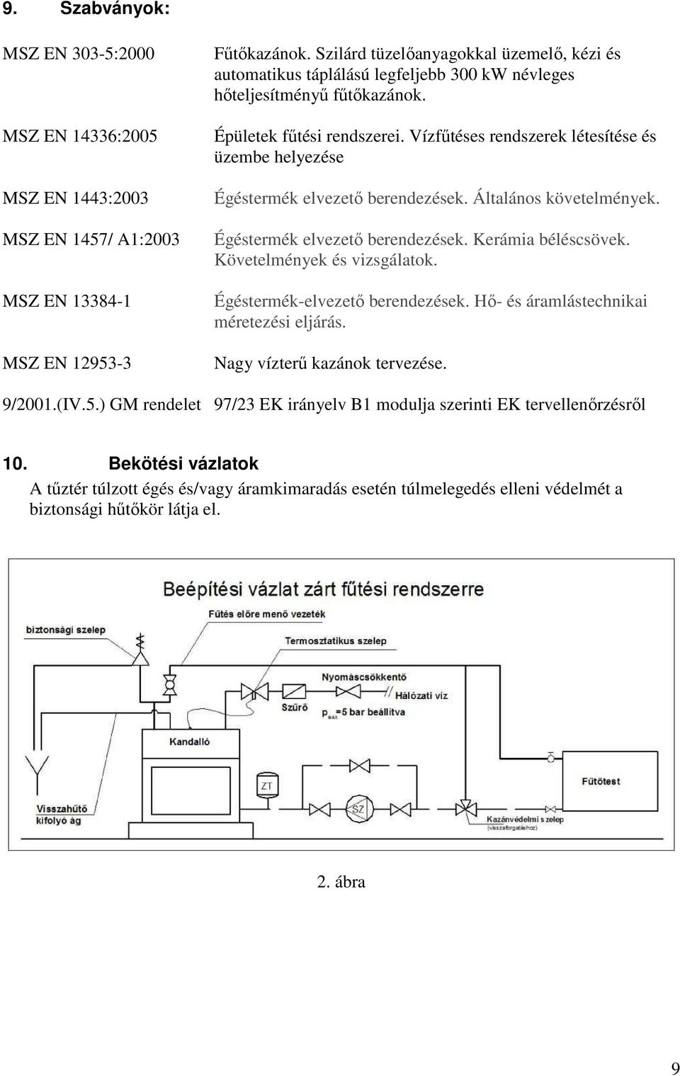 Vízfűtéses rendszerek létesítése és üzembe helyezése Égéstermék elvezető berendezések. Általános követelmények. Égéstermék elvezető berendezések. Kerámia béléscsövek. Követelmények és vizsgálatok.