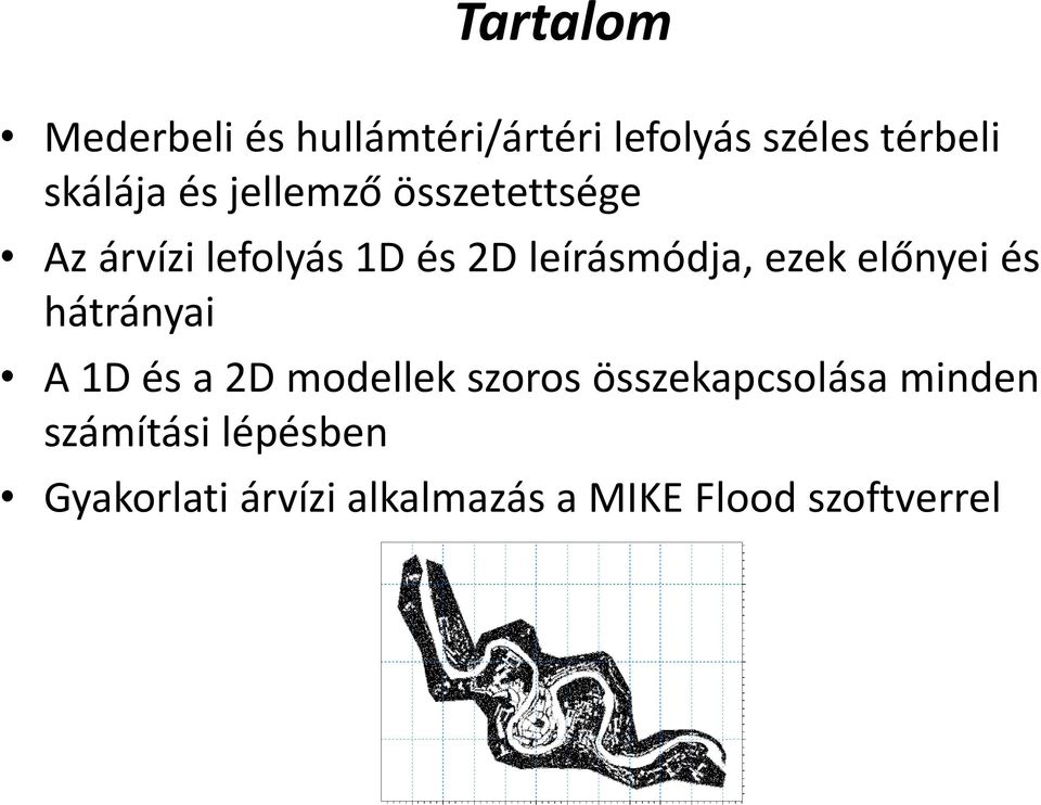 előnyei és hátrányai A 1D és a 2D modellek szoros összekapcsolása minden