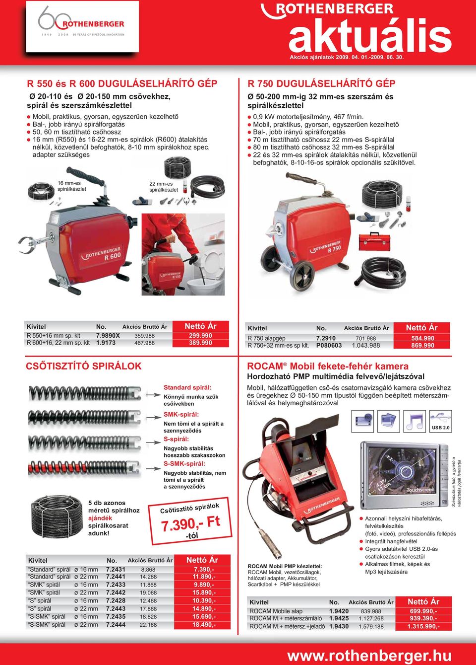 adapter szükséges R 750 DUGULÁSELHÁRÍTÓ GÉP Ø 50-200 mm-ig 32 mm-es szerszám és spirálkészlettel 0,9 kw motorteljesítmény, 467 f/min.