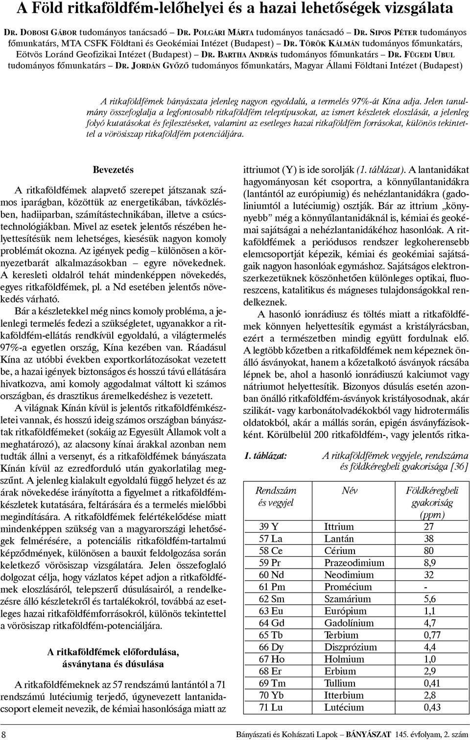 BARTHA ANDRÁS tudományos fõmunkatárs DR. FÜGEDI UBUL tudományos fõmunkatárs DR.