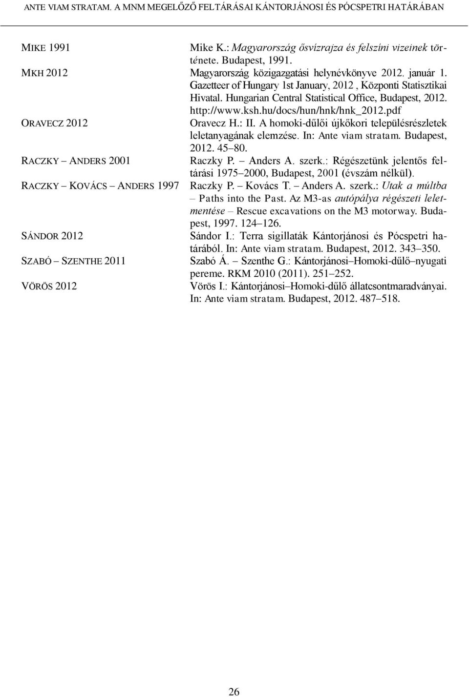 http://www.ksh.hu/docs/hun/hnk/hnk_2012.pdf ORAVECZ 2012 Oravecz H.: II. A homoki-dűlői újkőkori településrészletek leletanyagának elemzése. In: Ante viam stratam. Budapest, 2012. 45 80.