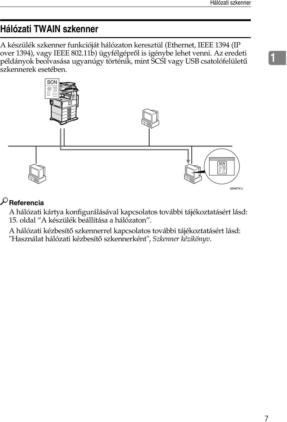 Az eredeti példányok beolvasása ugyanúgy történik, mint SCSI vagy USB csatolófelületû szkennerek esetében.