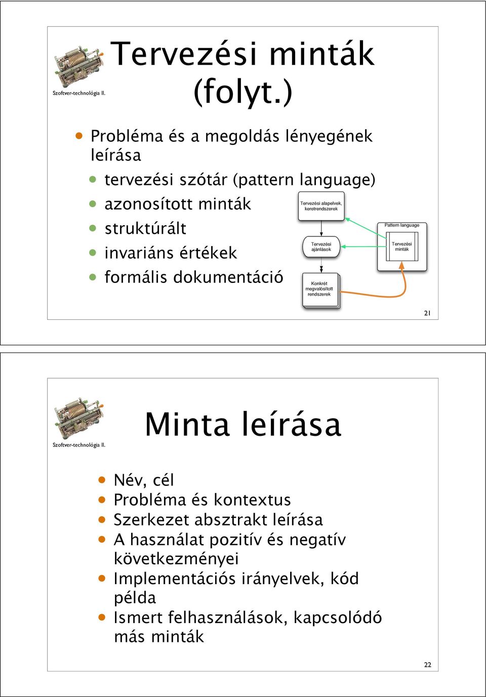 értékek formális dokumentáció Tervezési alapelvek, keretrendszerek Tervezési ajánlások Konkrét megvalósított rendszerek