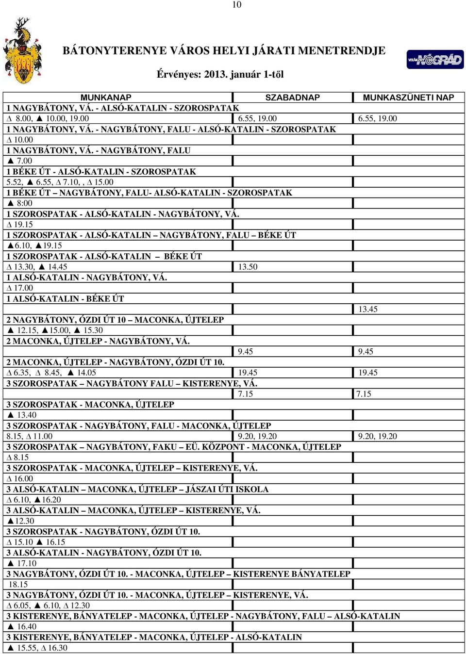 00 1 BÉKE ÚT NAGYBÁTONY, FALU- ALSÓ-KATALIN - SZOROSPATAK 8:00 1 SZOROSPATAK - ALSÓ-KATALIN - NAGYBÁTONY, VÁ. 19.15 1 SZOROSPATAK - ALSÓ-KATALIN NAGYBÁTONY, FALU BÉKE ÚT 6.10, 19.