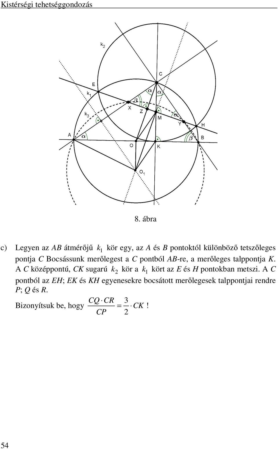 Bocsássunk merőlegest a C pontból AB-re, a merőleges talppontja K.