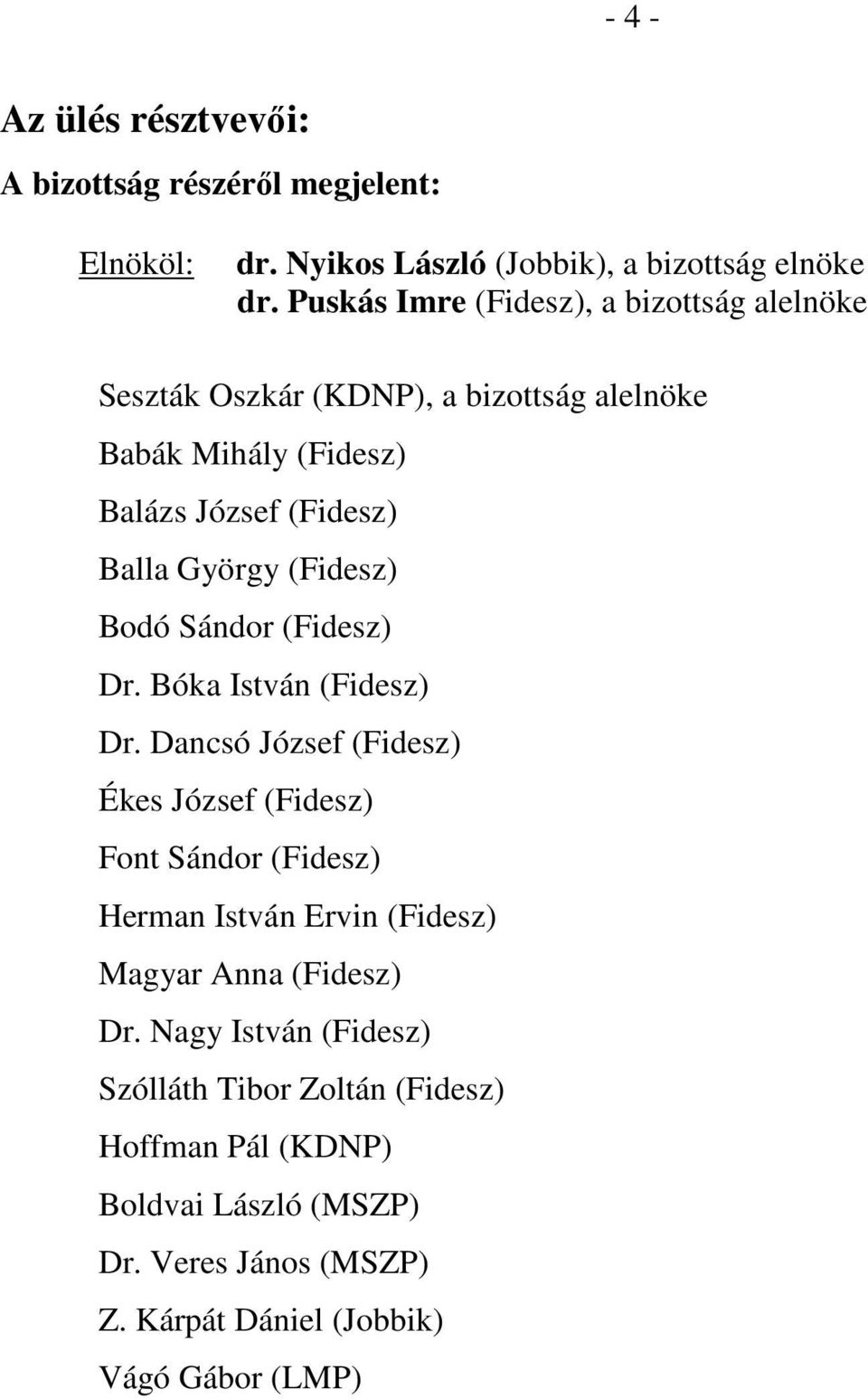 (Fidesz) Bodó Sándor (Fidesz) Dr. Bóka István (Fidesz) Dr.