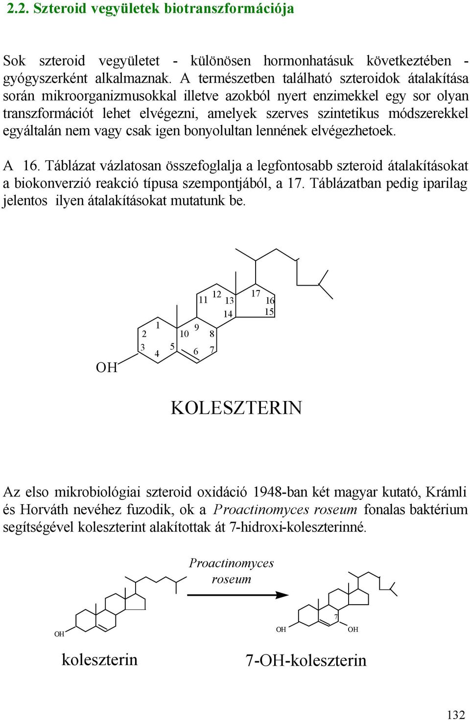 egyáltalán nem vagy csak igen bonyolultan lennének elvégezhetoek. A 16. Táblázat vázlatosan összefoglalja a legfontosabb szteroid átalakításokat a biokonverzió reakció típusa szempontjából, a 17.