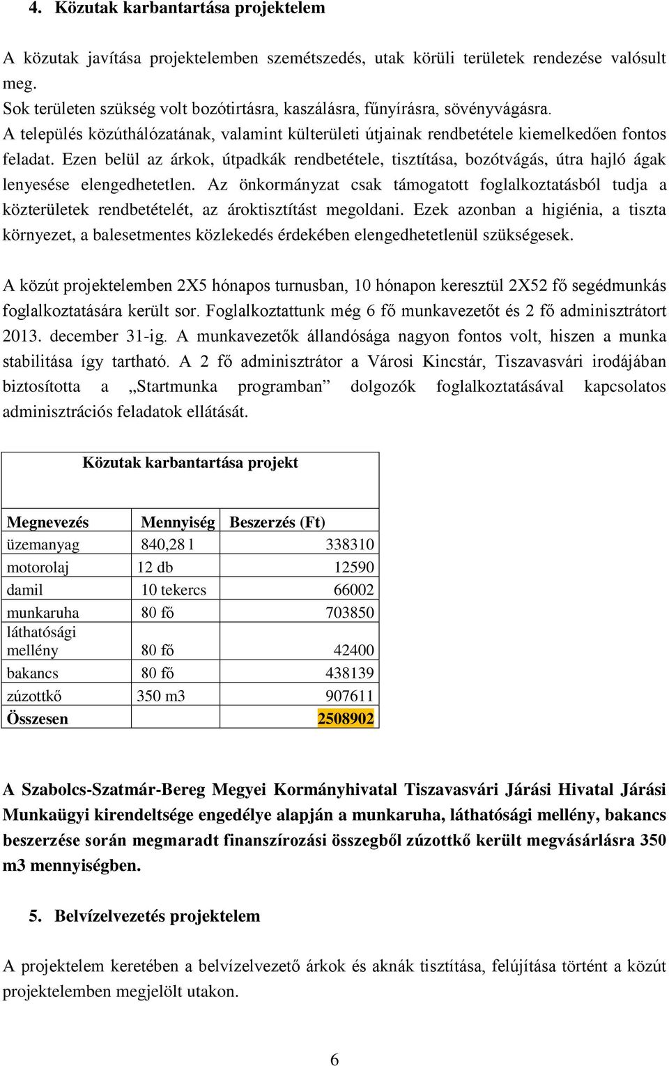 Ezen belül az árkok, útpadkák rendbetétele, tisztítása, bozótvágás, útra hajló ágak lenyesése elengedhetetlen.