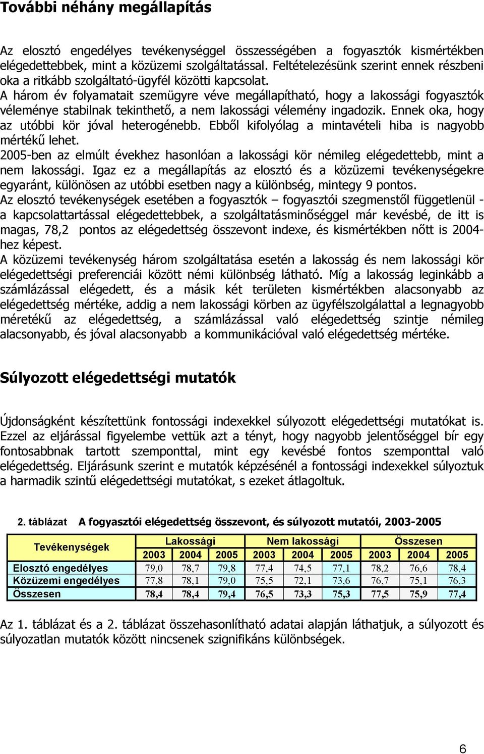 A három év folyamatait szemügyre véve megállapítható, hogy a lakossági fogyasztók véleménye stabilnak tekinthető, a nem lakossági vélemény ingadozik. Ennek oka, hogy az utóbbi kör jóval heterogénebb.