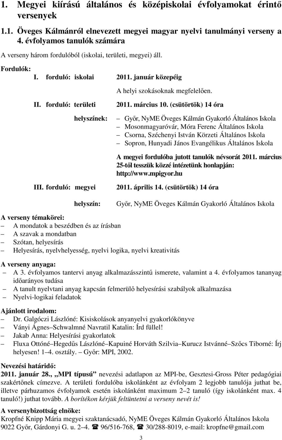 forduló: területi helyszínek: 2011. március 10.