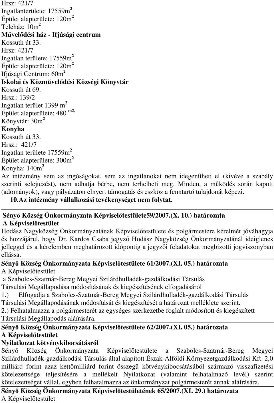 : 139/2 Ingatlan terület 1399 m 2 Épület alapterülete: 480 m2. Könyvtár: 30m 2 Konyha Kossuth út 33. Hrsz.