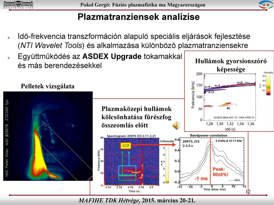 tokamakkal és más berendezésekkel Pelletek vizsgálata Plazmatranziensek analízise