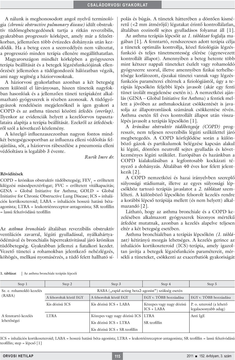 Magyarországon mindkét kórképben a gyógyszeres terápia beállítását és a betegek légzésfunkciójának ellenőrzését jellemzően a tüdőgondozói hálózatban végzik, ami nagy segítség a háziorvosoknak.