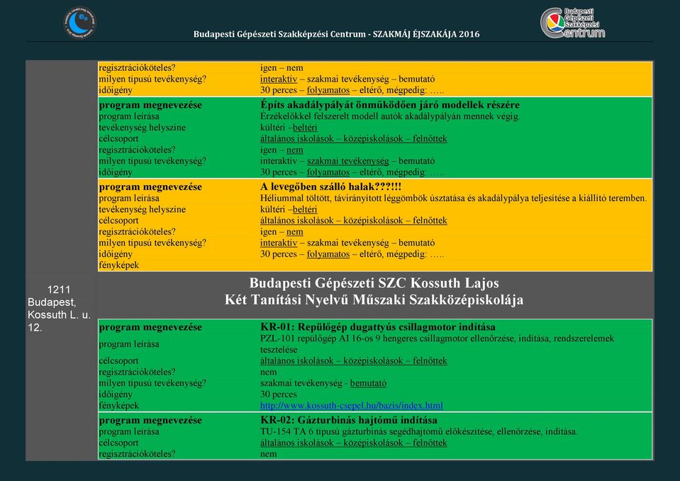 akadálypályán mennek végig. kültéri beltéri igen interaktív szakmai tevékenység bemutató A levegőben szálló halak?