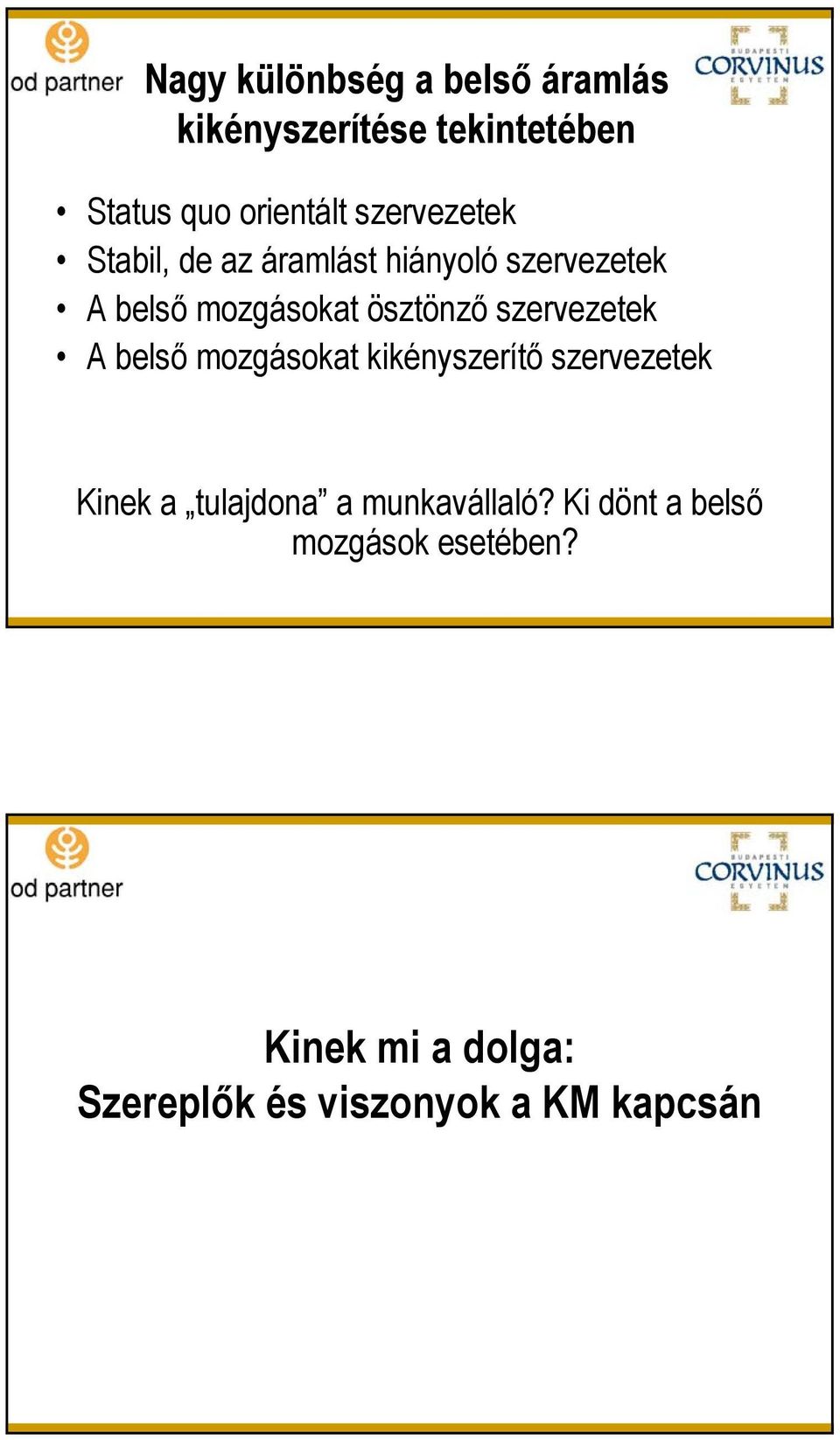 szervezetek A belső mozgásokat kikényszerítő szervezetek Kinek a tulajdona a