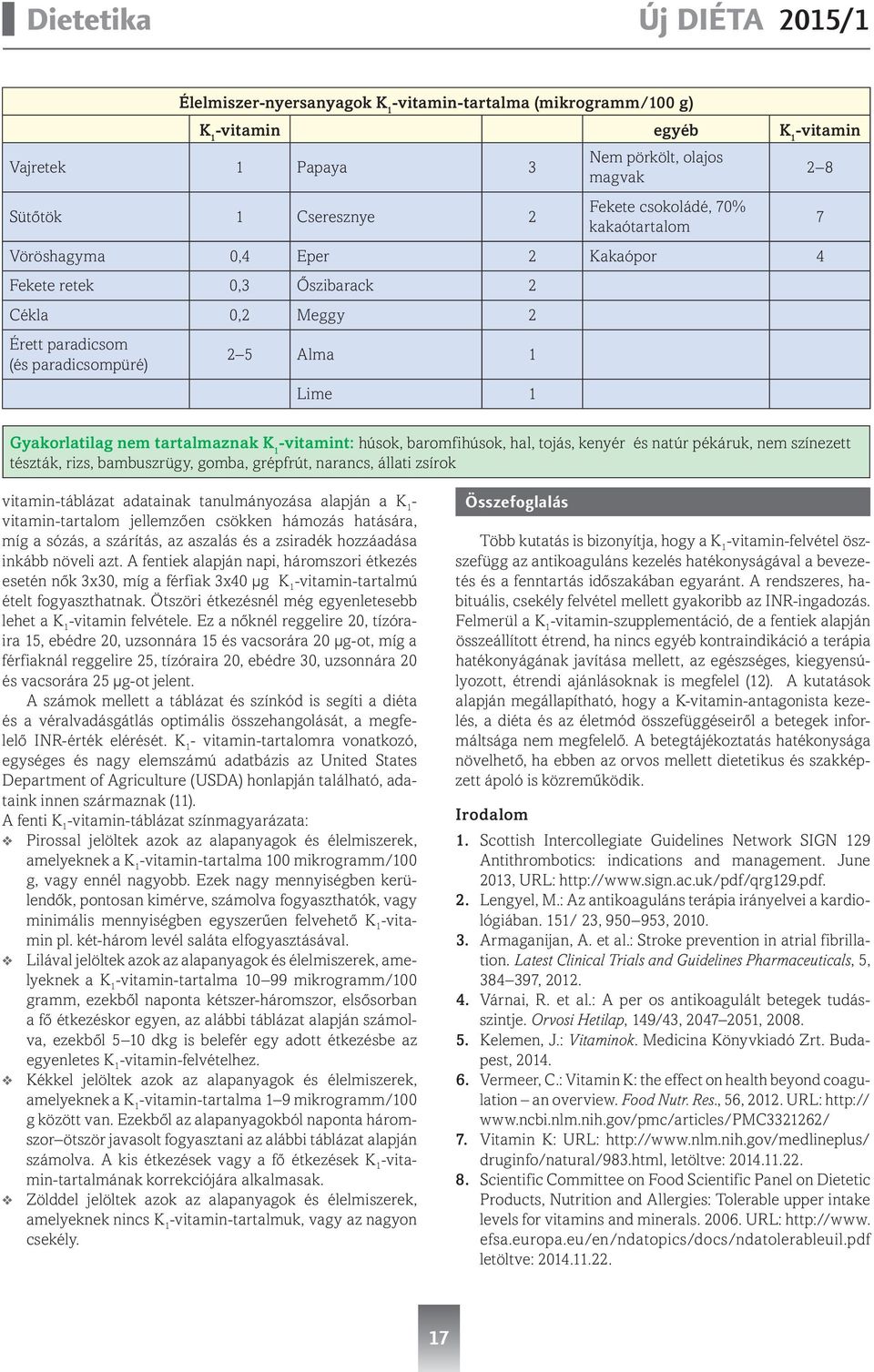 -vitamint: húsok, baromfihúsok, hal, tojás, kenyér és natúr pékáruk, nem színezett tészták, rizs, bambuszrügy, gomba, grépfrút, narancs, állati zsírok vitamin-táblázat adatainak tanulmányozása