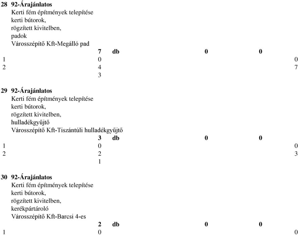 kivitelben, hulladékgyűjtő Városszépítő Kft-Tiszántúli hulladékgyűjtő 3 db 0 0 2 2 3 1 30 92-Árajánlatos