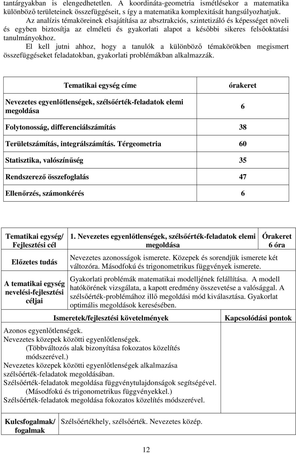 El kell jutni ahhoz, hogy a tanulók a különböző témakörökben megismert összefüggéseket feladatokban, gyakorlati problémákban alkalmazzák.