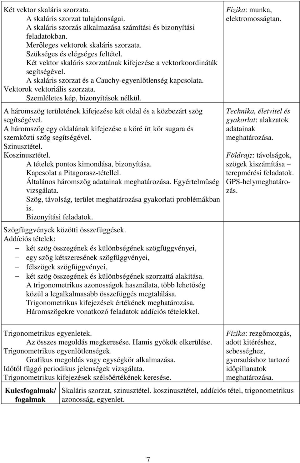 Szemléletes kép, bizonyítások nélkül. A háromszög területének kifejezése két oldal és a közbezárt szög segítségével.