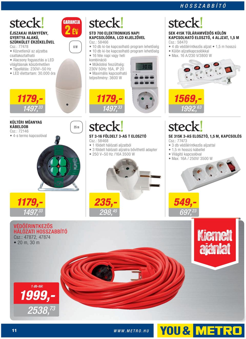 000 óra 2 ÉV 6 W STD 700 ELEKTRONIKUS NAPI KAPCSOLÓÓRA, LCD KIJELZŐVEL Csz.