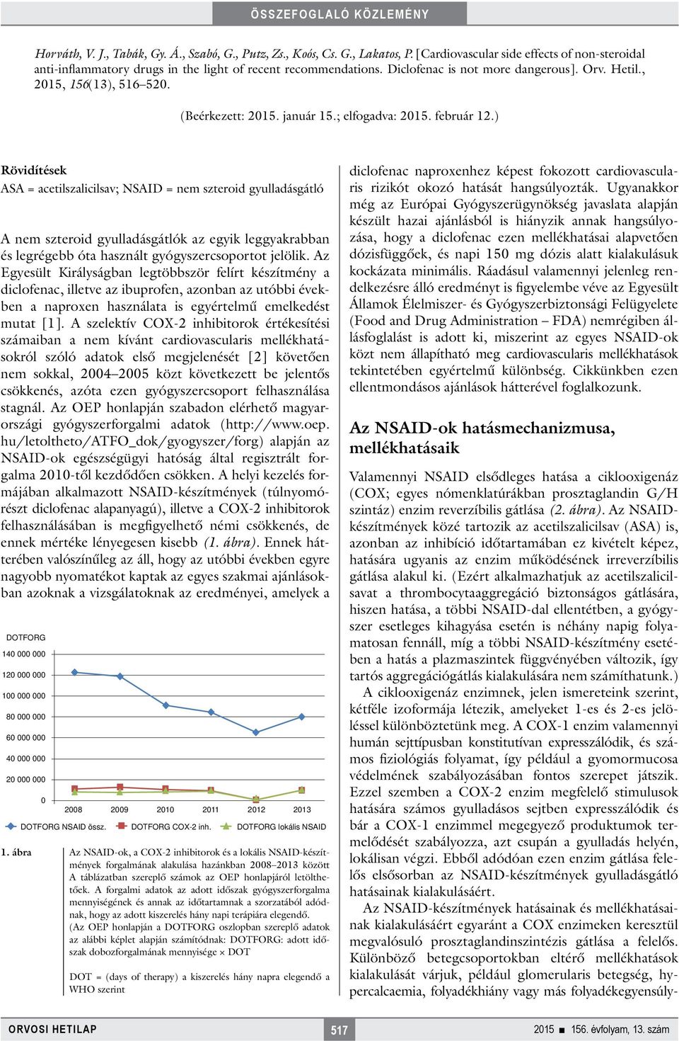 ) Rövidítések ASA = acetilszalicilsav; NSAID = nem szteroid gyulladásgátló A nem szteroid gyulladásgátlók az egyik leggyakrabban és legrégebb óta használt gyógyszercsoportot jelölik.