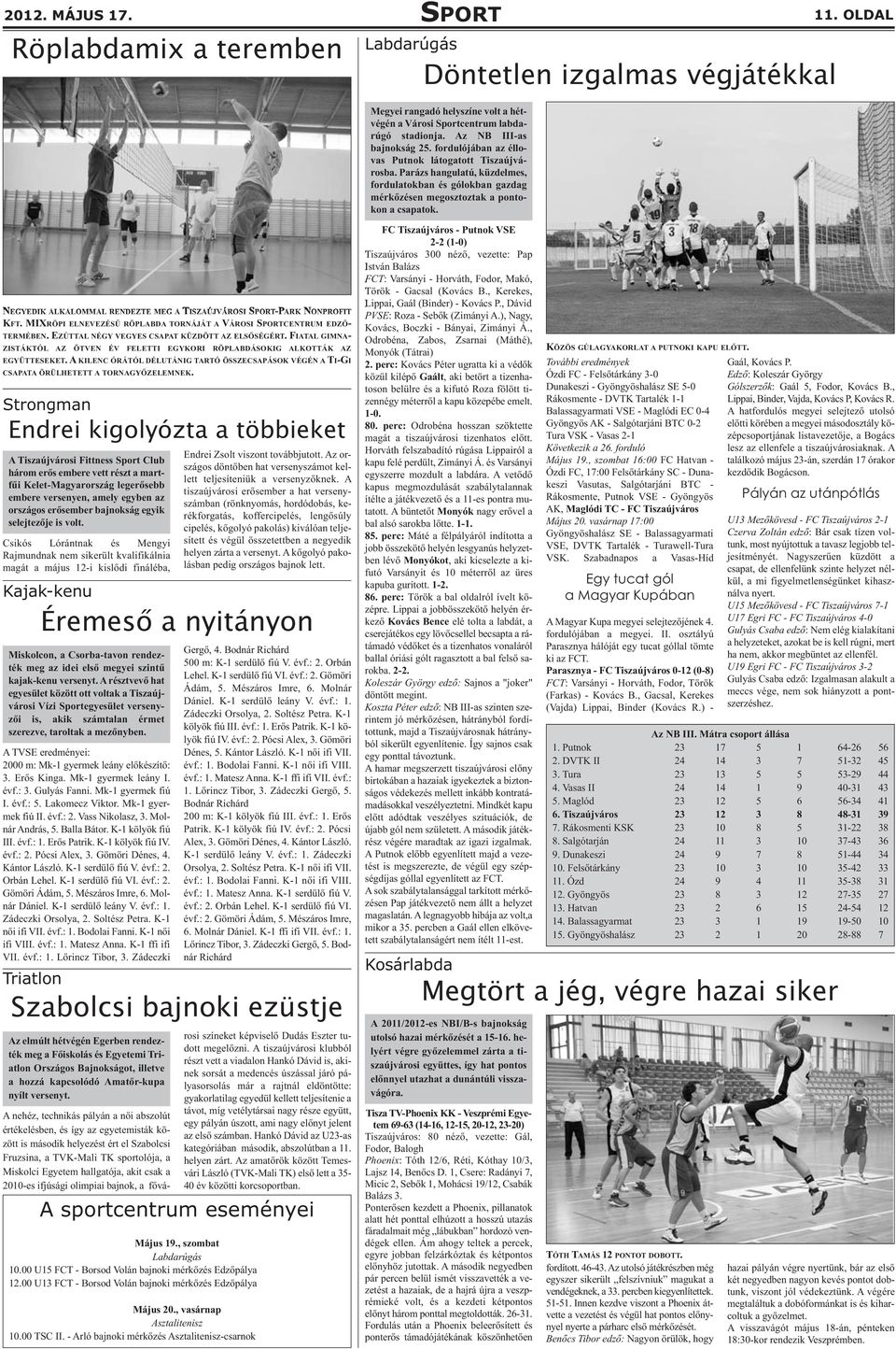 OLDAL NEGYEDIK ALKALOMMAL RENDEZTE MEG A TISZAÚJVÁROSI SPORT-PARK NONPROFIT KFT. MIXRÖPI ELNEVEZÉSŰ RÖPLABDA TORNÁJÁT A VÁROSI SPORTCENTRUM EDZŐ- TERMÉBEN.