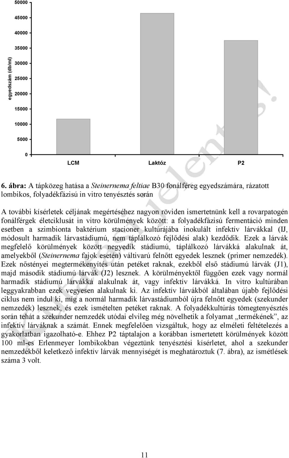 ismertetnünk kell a rovarpatogén fonálférgek életciklusát in vitro körülmények között: a folyadékfázisú fermentáció minden esetben a szimbionta baktérium stacioner kultúrájába inokulált infektív