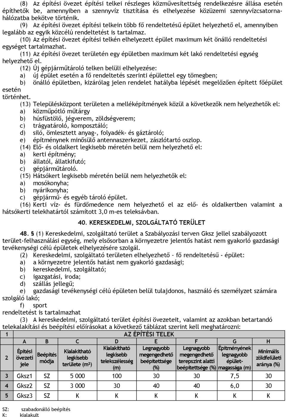 (10) Az építési övezet építési telkén elhelyezett épület maximum két önálló rendeltetési egységet tartalmazhat.