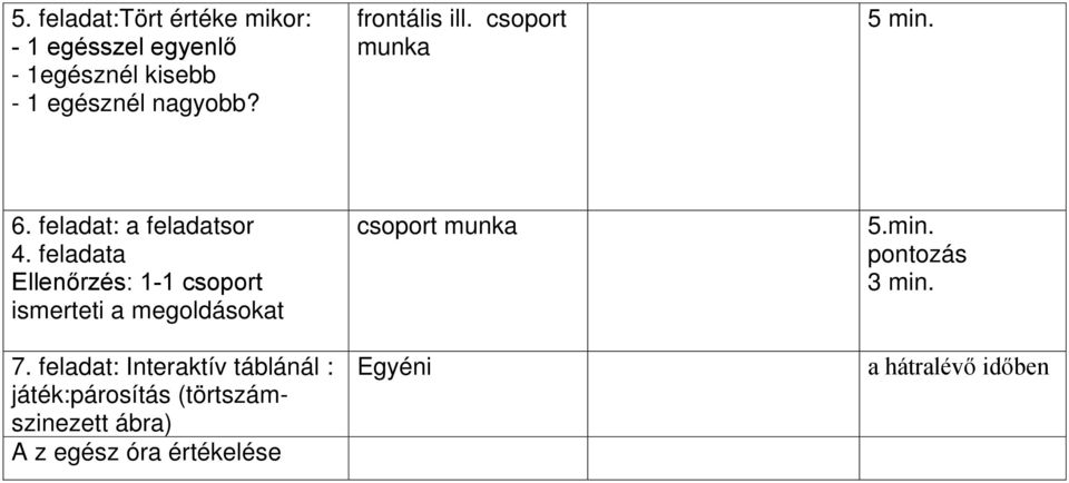 feladata Ellenőrzés: 1-1 csoport ismerteti a megoldásokat 7.