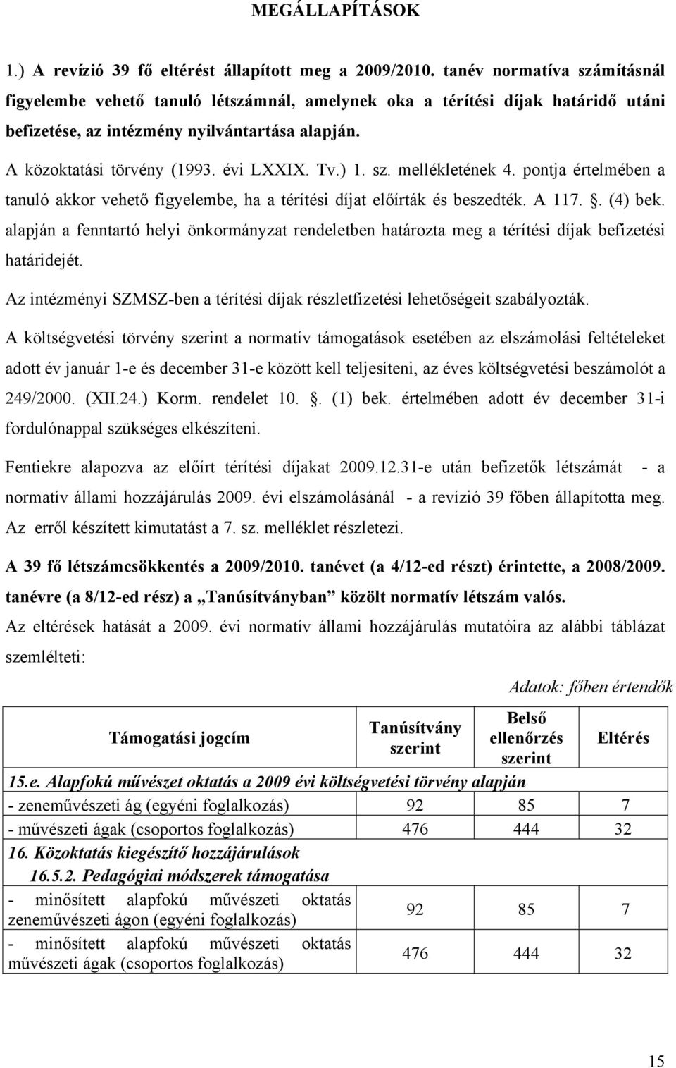 Tv.) 1. sz. mellékletének 4. pontja értelmében a tanuló akkor vehető figyelembe, ha a térítési díjat előírták és beszedték. A 117.. (4) bek.