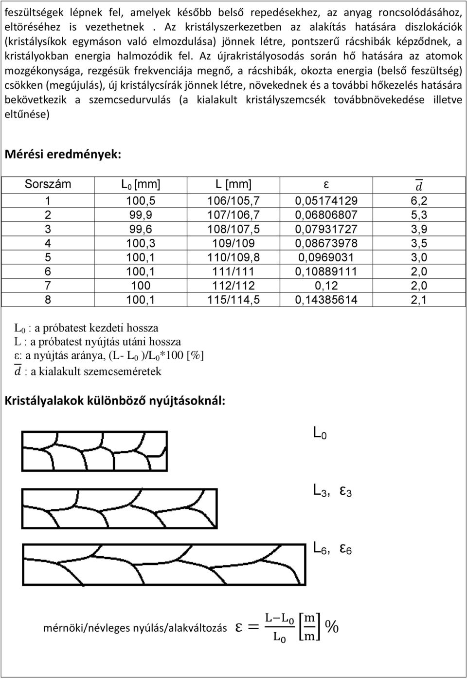 rácshibák, okozta energia (belső feszültség) csökken (megújulás), új kristálycsírák jönnek létre, növekednek és a további hőkezelés hatására bekövetkezik a szemcsedurvulás (a kialakult