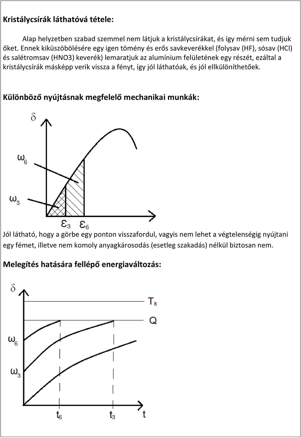 vissza a fényt, így jól láthatóak, és jól ellkülöníthetőek Különböző nyújtásnak megfelelő mechanikai munkák: Jól látható, hogy a görbe egy ponton visszafordul,