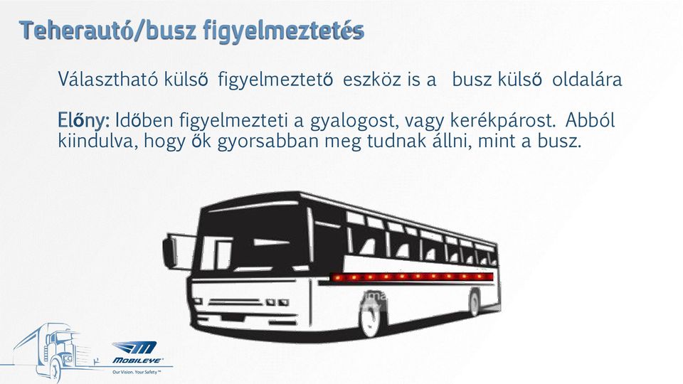 Időben figyelmezteti a gyalogost, vagy kerékpárost.