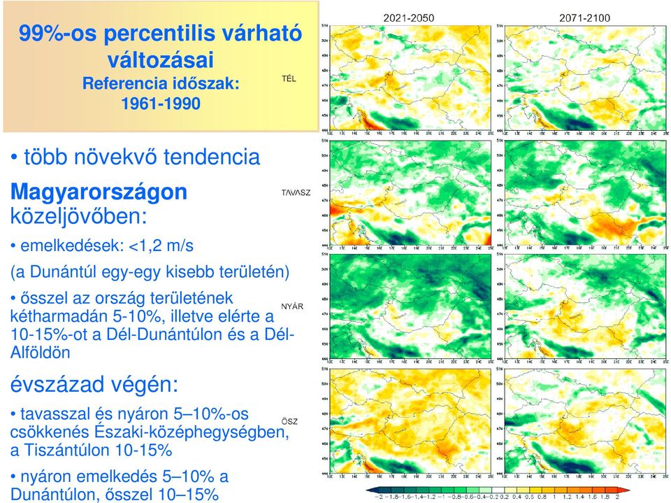 kétharmadán 5-10%, illetve elérte a 10-15%-ot a Dél-Dunántúlon és a DélAlföldön évszázad végén: tavasszal és