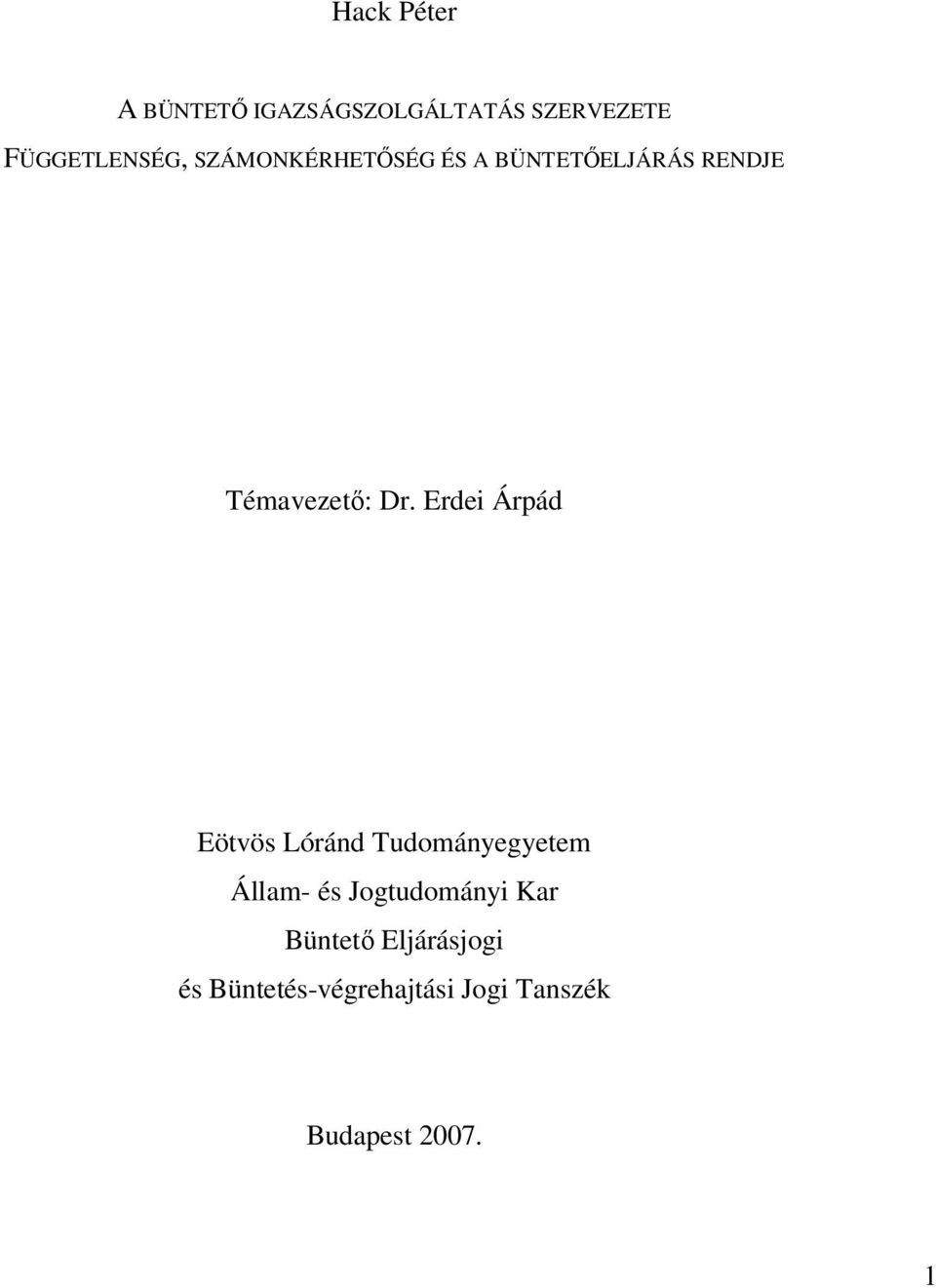Erdei Árpád Eötvös Lóránd Tudományegyetem Állam- és Jogtudományi