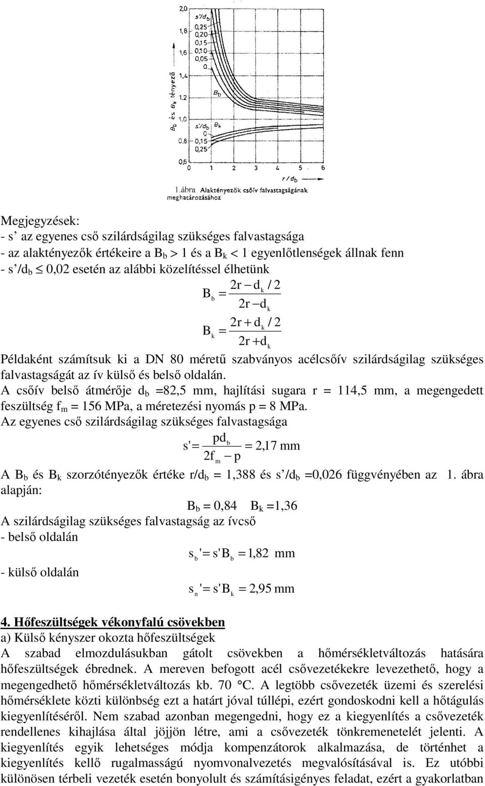 z egyenes cs sziládságilag szüséges falasagsága d s,7 f és szozóényez éée /d,88 és s /d,6 függényéen az.