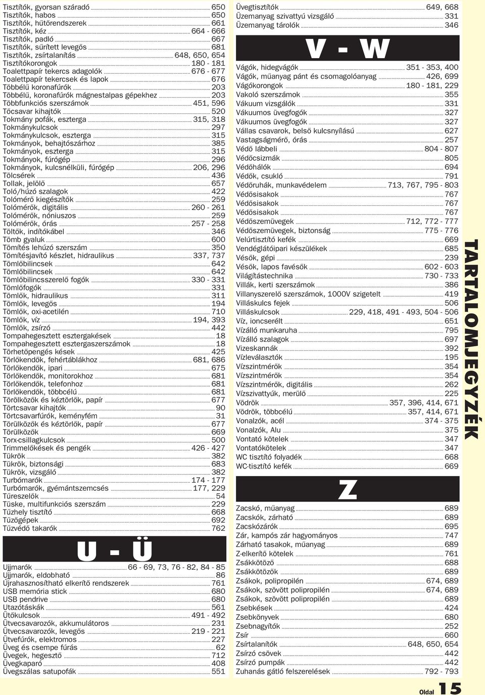 .. 203 Többfunkciós szerszámok... 451, 596 Tőcsavar kihajtók... 520 Tokmány pofák, eszterga... 315, 318 Tokmánykulcsok... 297 Tokmánykulcsok, eszterga... 315 Tokmányok, behajtószárhoz.