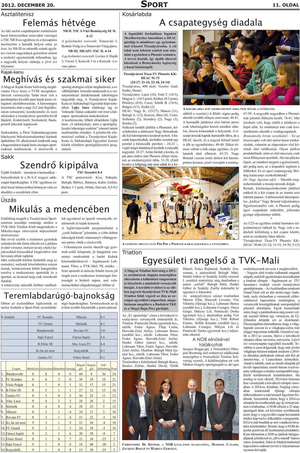 Az NB III-as második számú együttes viszont nagyarányú győzelmet aratott a miskolci egyetemisták otthonában, így a negyedik helyen várhatja a jövő évi folytatást. Kajak-kenu NB II.