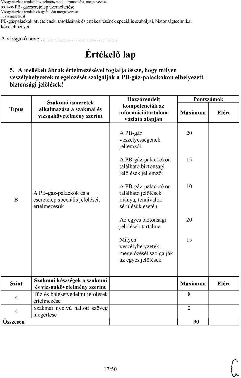 PB-gáz-palackokon található biztonsági jelölések jellemzői 15 B A PB-gáz-palackok és a cseretelep speciális jelölései, értelmezésük A PB-gáz-palackokon található jelölések hiánya, tennivalók