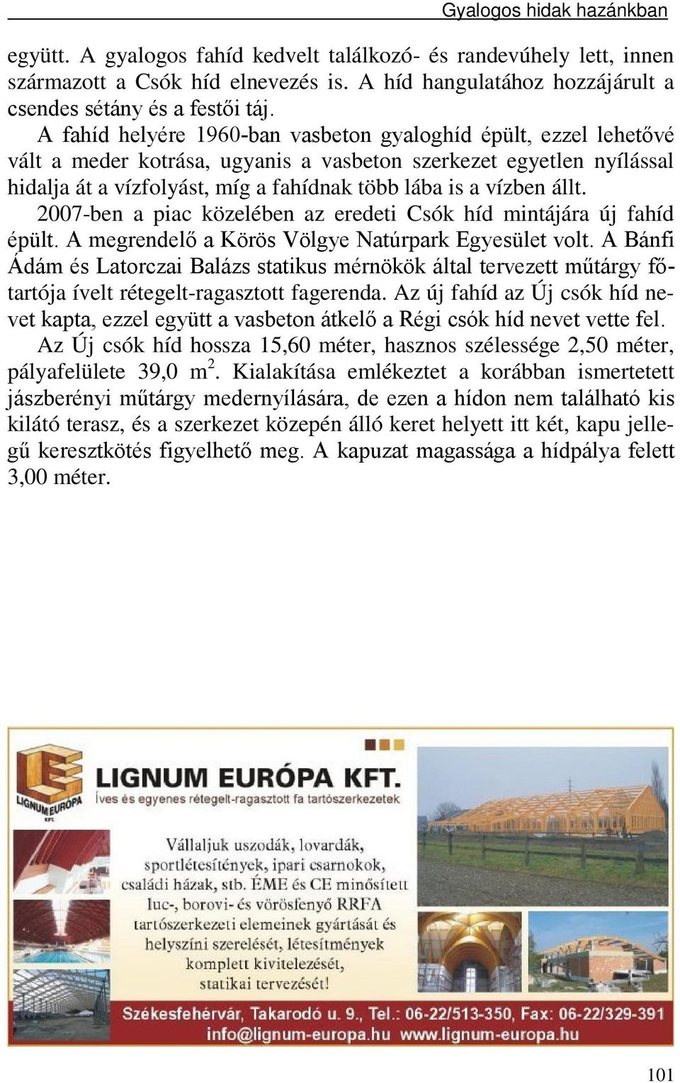 állt. 2007-ben a piac közelében az eredeti Csók híd mintájára új fahíd épült. A megrendelő a Körös Völgye Natúrpark Egyesület volt.