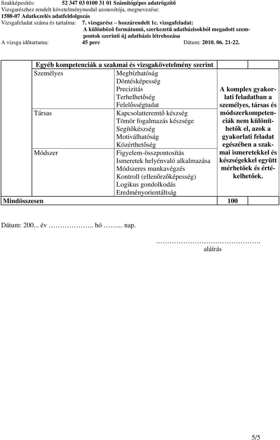 különíthet k el, azok a gyakorlati feladat egészében a szakmai Módszer Figyelem-összpontosítás Ismeretek helyénvaló alkalmazása Módszeres munkavégzés Kontroll