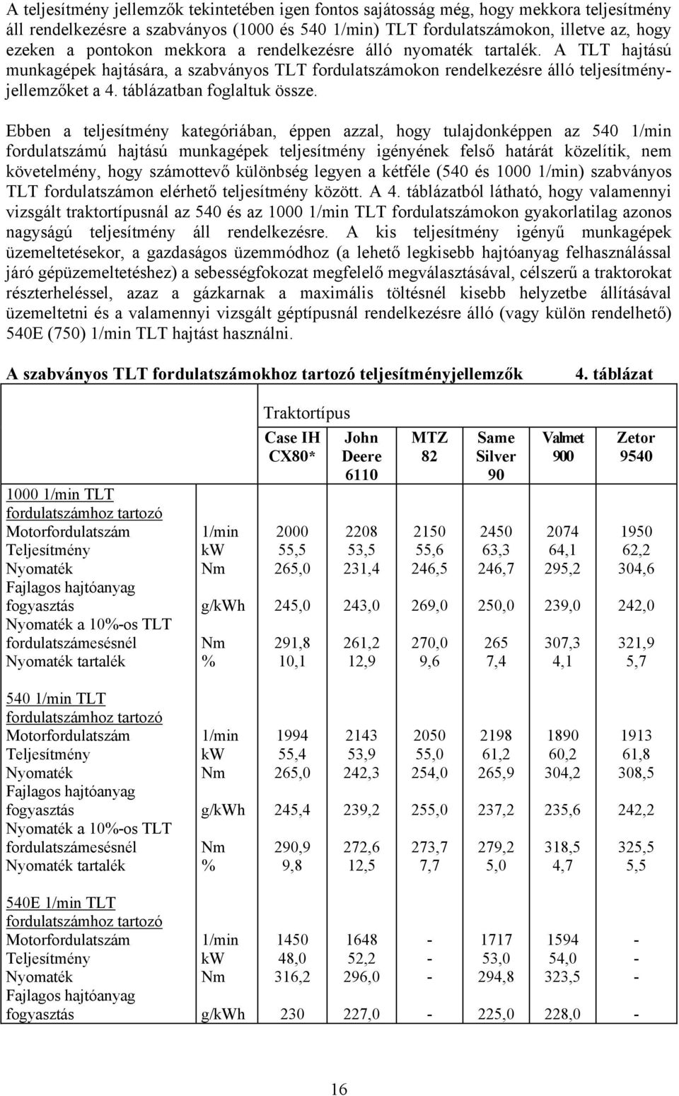 Ebben a teljesítmény kategóriában, éppen azzal, hogy tulajdonképpen az 540 1/min fordulatszámú hajtású munkagépek teljesítmény igényének felső határát közelítik, nem követelmény, hogy számottevő