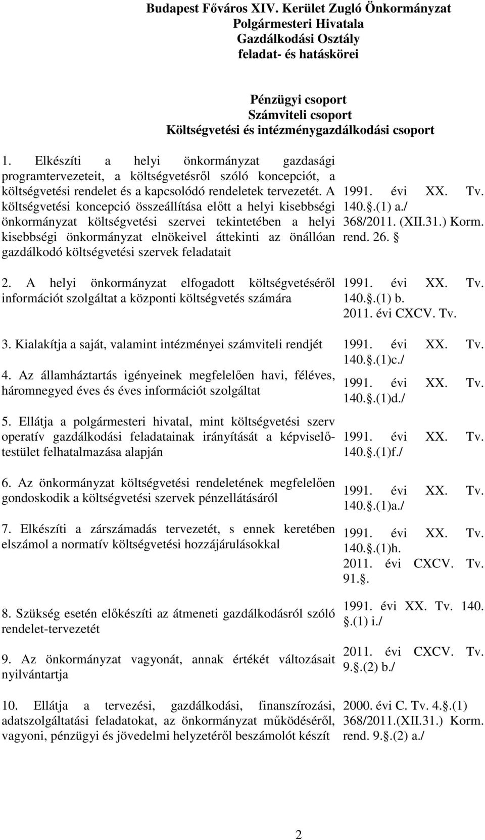 Elkészíti a helyi önkormányzat gazdasági programtervezeteit, a költségvetésről szóló koncepciót, a költségvetési rendelet és a kapcsolódó rendeletek tervezetét.